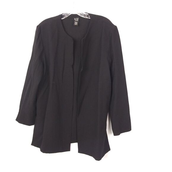 Eileen Fisher 100% wool black cardigan size M - Picture 1 of 4